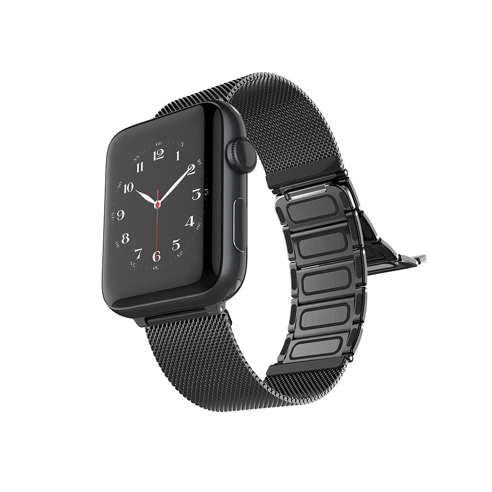 Raptic Classic Plus Serisi Apple Watch 42/44/45/46/49 mm Uyumlu Magnetik Metal Hasır Kordon