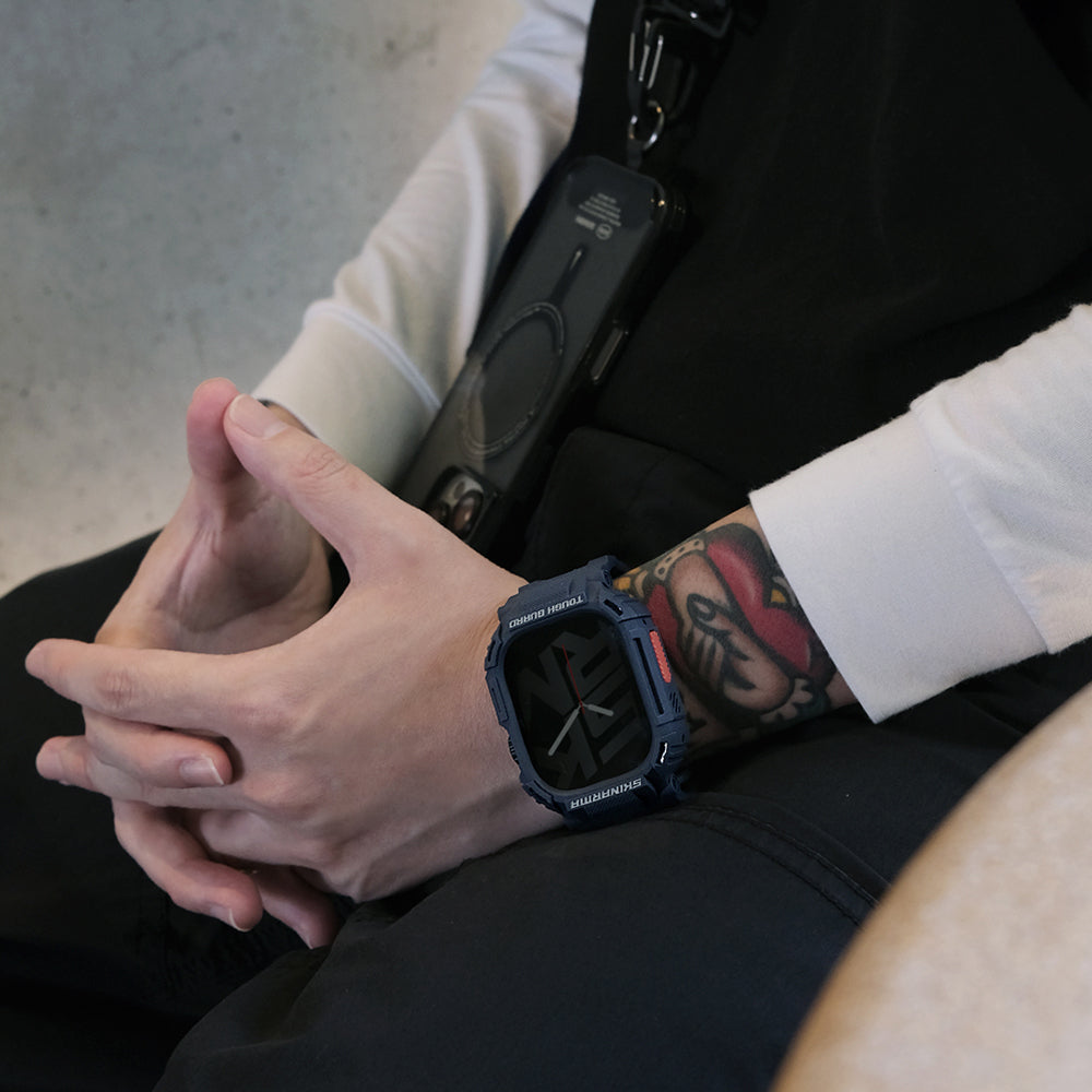 Skinarma Mecha Apple Watch 7 45mm 2in1 TPU Kasa Koruyucu + Silikon Kordon
