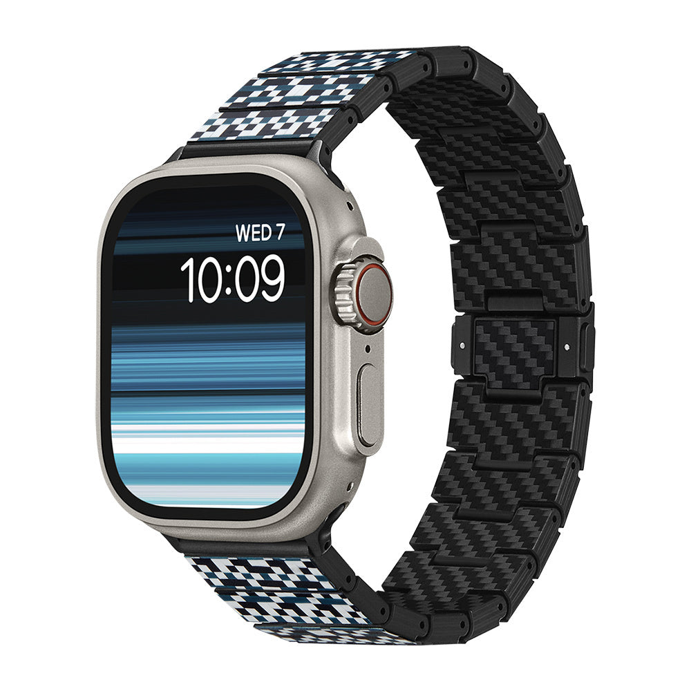 Pitaka Dreamland ChromaCarbon Serisi Tüm Apple Watch Modelleriyle Uyumlu Aramid Fiber ve Karbon Fiber Mosaic Universal Kordon