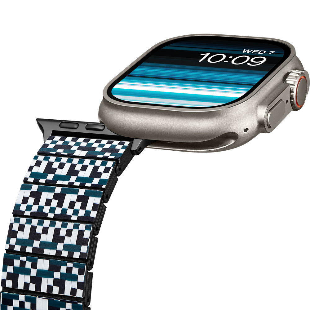 Pitaka Dreamland ChromaCarbon Serisi Tüm Apple Watch Modelleriyle Uyumlu Aramid Fiber ve Karbon Fiber Mosaic Universal Kordon