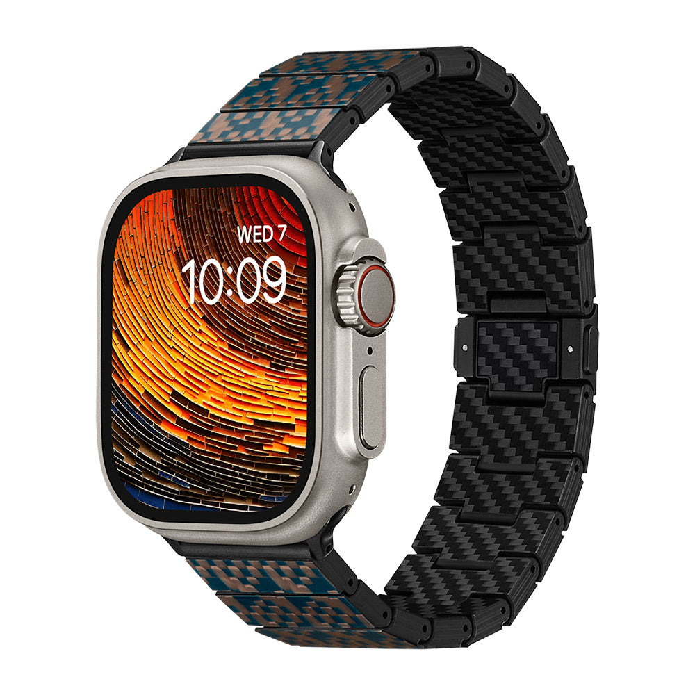 Pitaka Dreamland ChromaCarbon Serisi Tüm Apple Watch Modelleriyle Uyumlu Aramid Fiber ve Karbon Fiber Stairs Universal Kordon