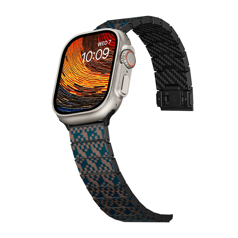 Pitaka Dreamland ChromaCarbon Serisi Tüm Apple Watch Modelleriyle Uyumlu Aramid Fiber ve Karbon Fiber Stairs Universal Kordon