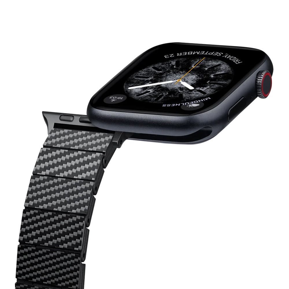 Pitaka Modern Serisi Tüm Apple Watch Modelleriyle Uyumlu Karbon Fiber Black-Grey Twill Universal Kordon