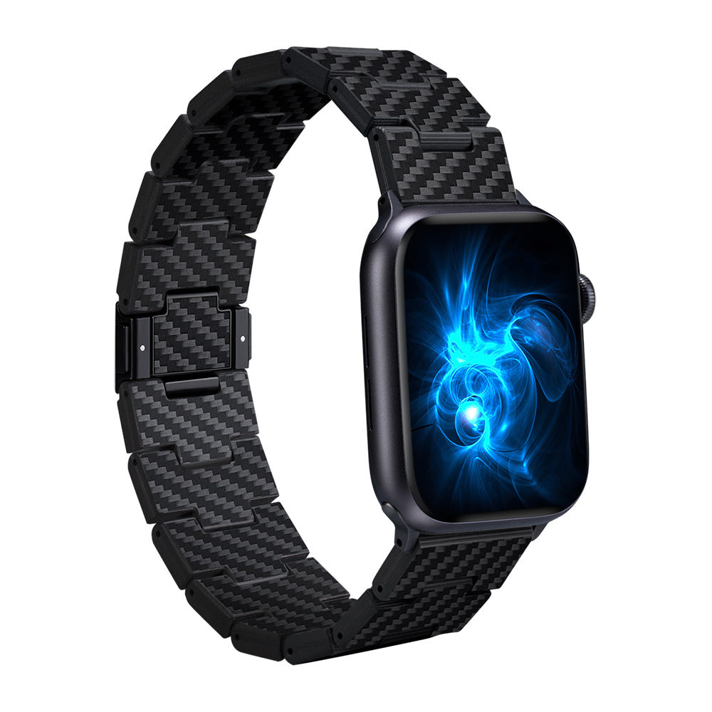 Pitaka Retro Serisi Tüm Apple Watch Modelleriyle Uyumlu Karbon Fiber Black-Grey Twill Universal Kordon