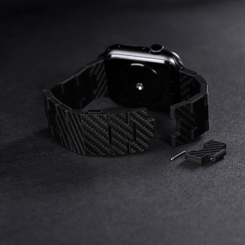 Pitaka Retro Serisi Tüm Apple Watch Modelleriyle Uyumlu Karbon Fiber Black-Grey Twill Universal Kordon