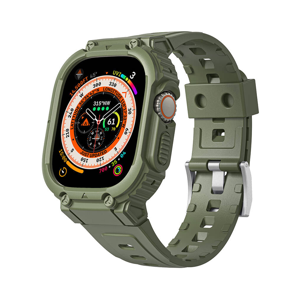 Wiwu Wi-WB014 Armor Serisi Apple Watch Ultra 49mm 2in1 Sert PC Kasa Koruyuculu Silikon Kordon