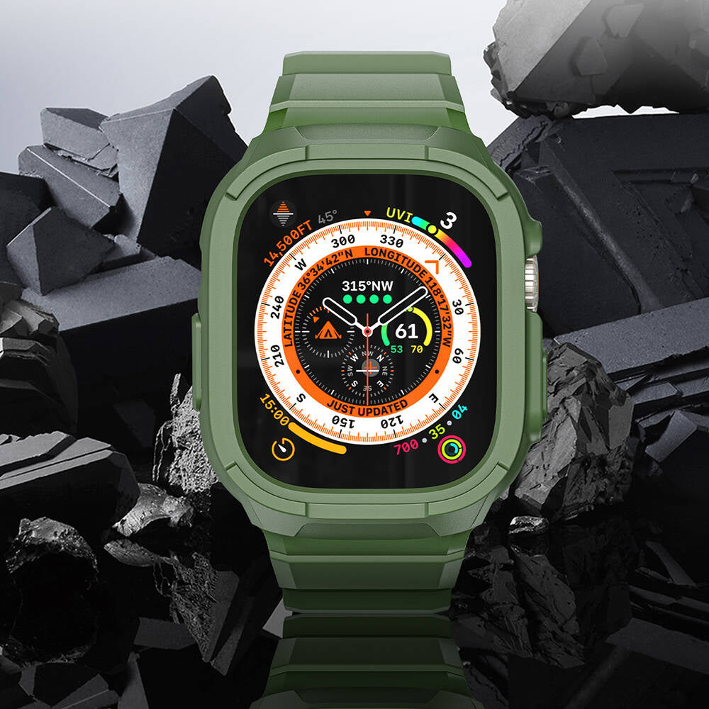 Wiwu Wi-WB014 Armor Serisi Apple Watch Ultra 49mm 2in1 Sert PC Kasa Koruyuculu Silikon Kordon