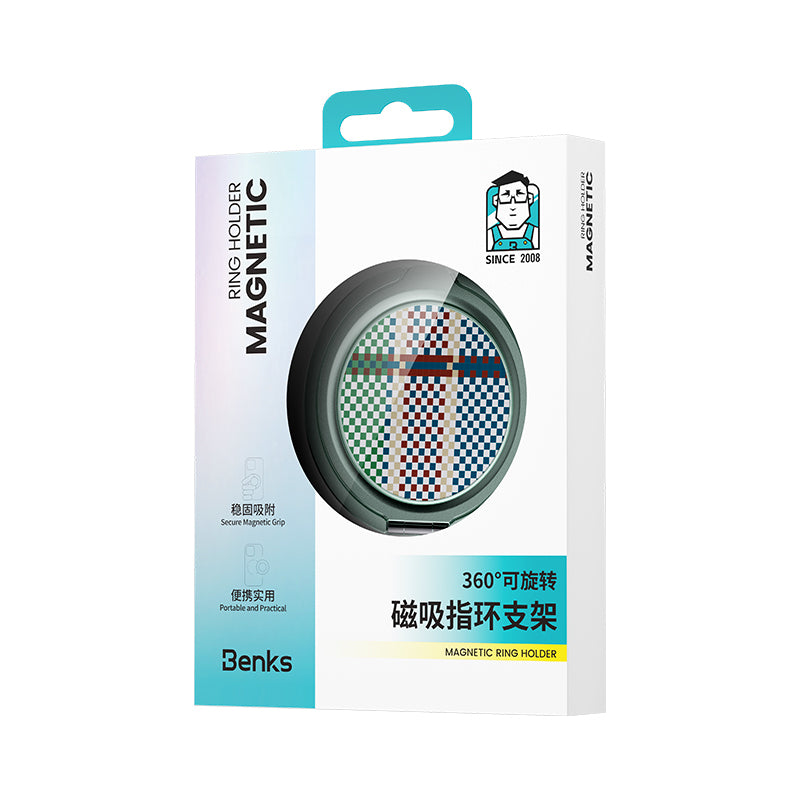 Benks 360 Derece Dönebilen Passion Green 600D Kevlar Tasarımlı Magnetik Parmak Ring Stand