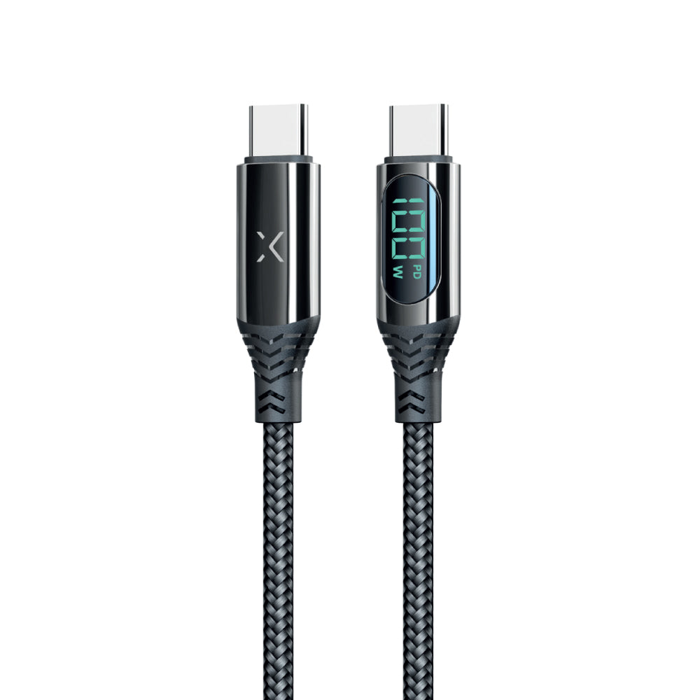 Cepax X-L100 100W LCD Göstergeli Type-C to Type-C Hızlı Şarj Kablosu