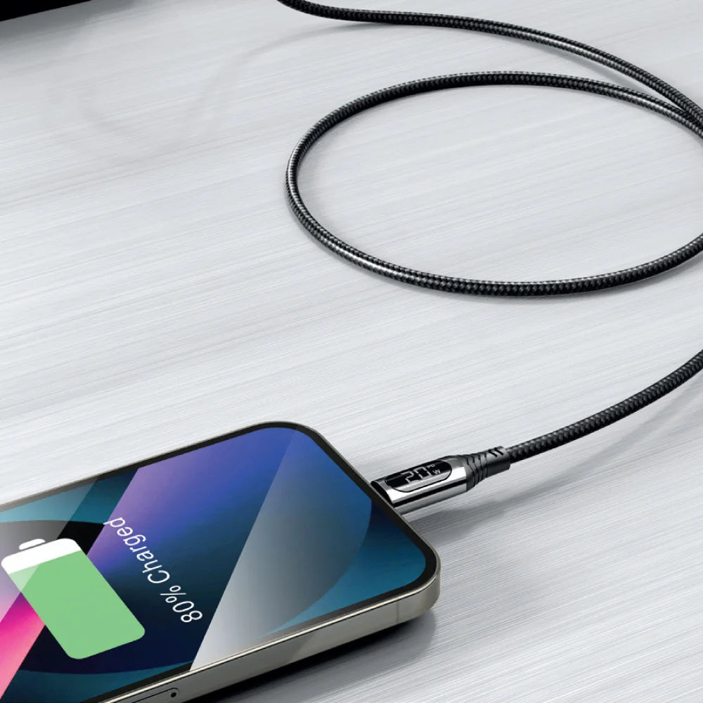 Cepax X-L20 20W LCD Göstergeli Type-C to Lightning Hızlı Şarj Kablosu