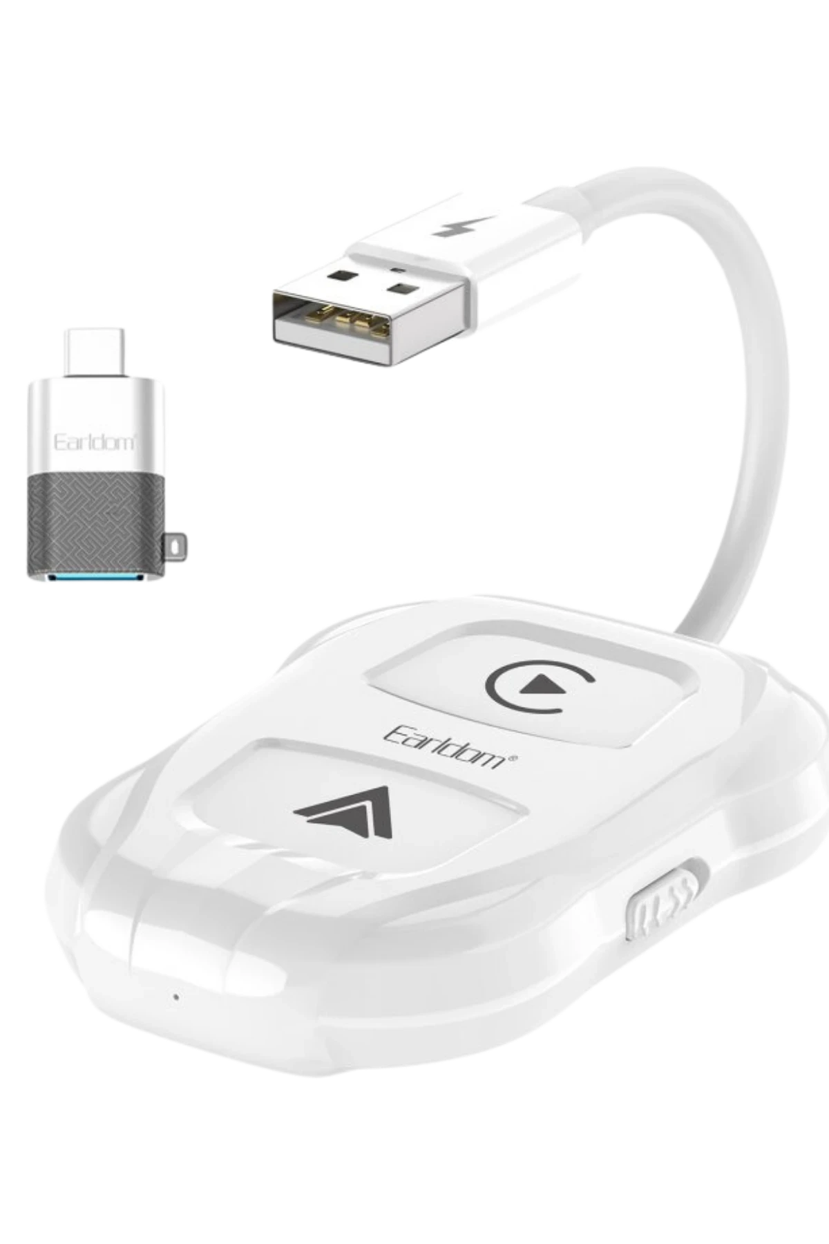 Earldom CP01 Tak Çalıştır 2in1 Type-C to USB Dönüştürücülü Kablosuz CarPlay Adaptör