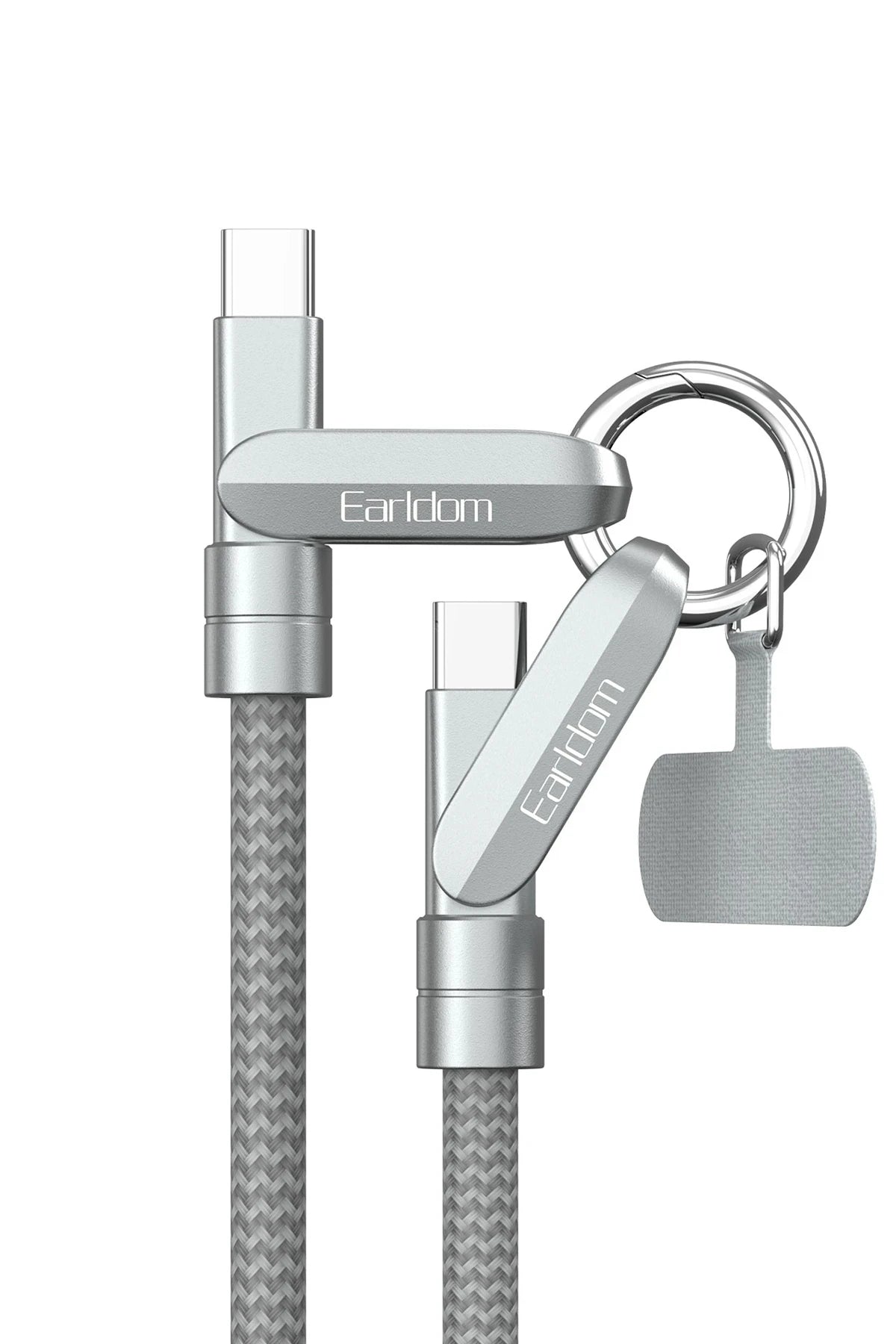 Earldom EC-208CC 1M 60W Type-C to Type-C Ekstra Boyun Askısına Dönüşme Özellikli PD Hızlı Şarj Kablosu