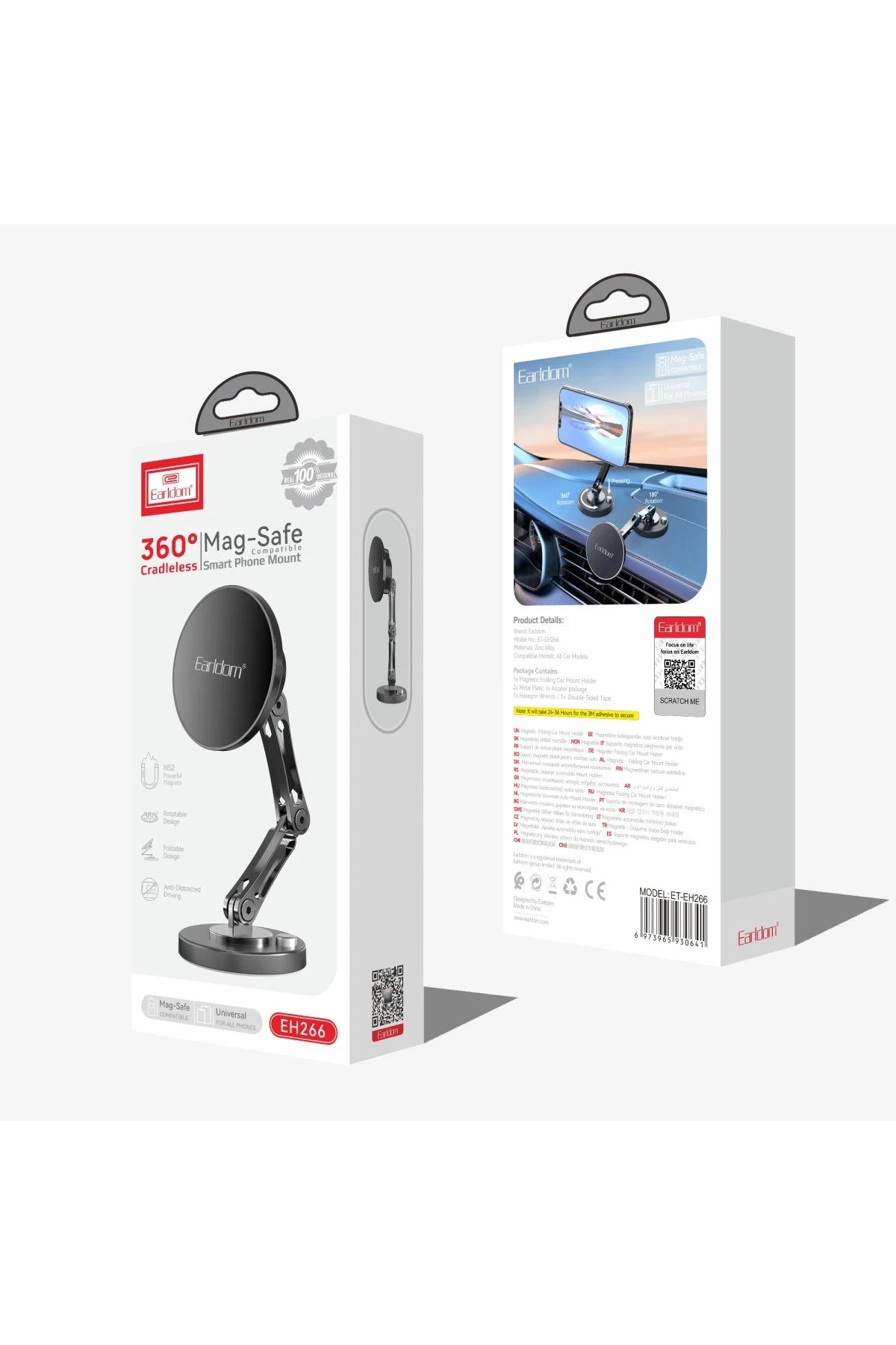 Earldom EH266 360 Derece Ayarlanabilir Yapışkanlı Mıknatıslı Magsafe Araç Tutucu