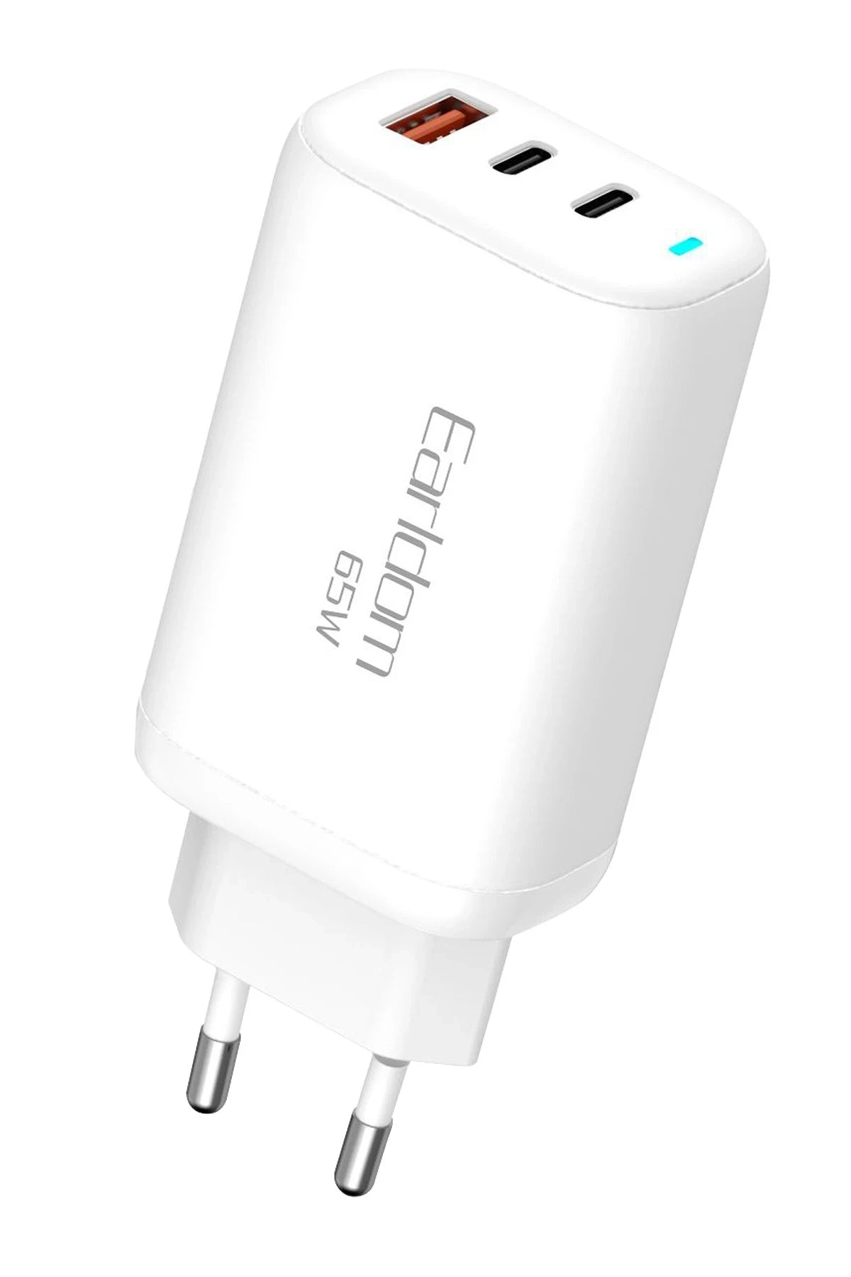 Earldom EU26C 2 Adet 65W Type-C ve 1 Adet 30W USB 3.0 Çıkışlı Ekstra Type-C to Type-C Kablolu GAN Şarj Cihazı