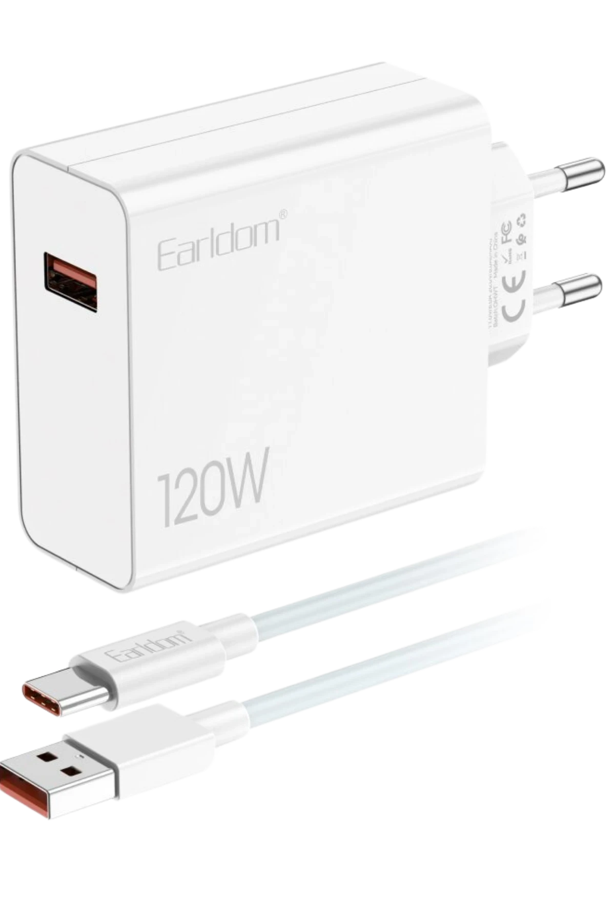 Earldom EU48 120W USB QC 3.0 Çıkışlı ve USB to Type-C Kablolu PD Hızlı Şarj Cihazı