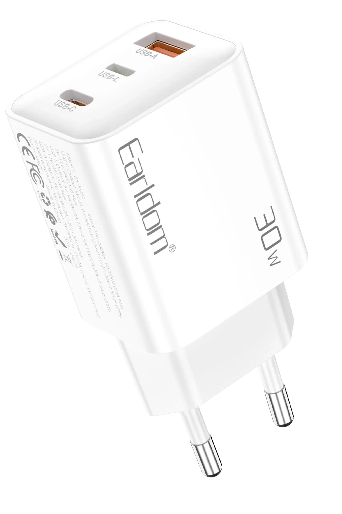 Earldom EU51 Type-C Lightning ve USB Çıkışlı 30W PD Hızlı Şarj Aleti