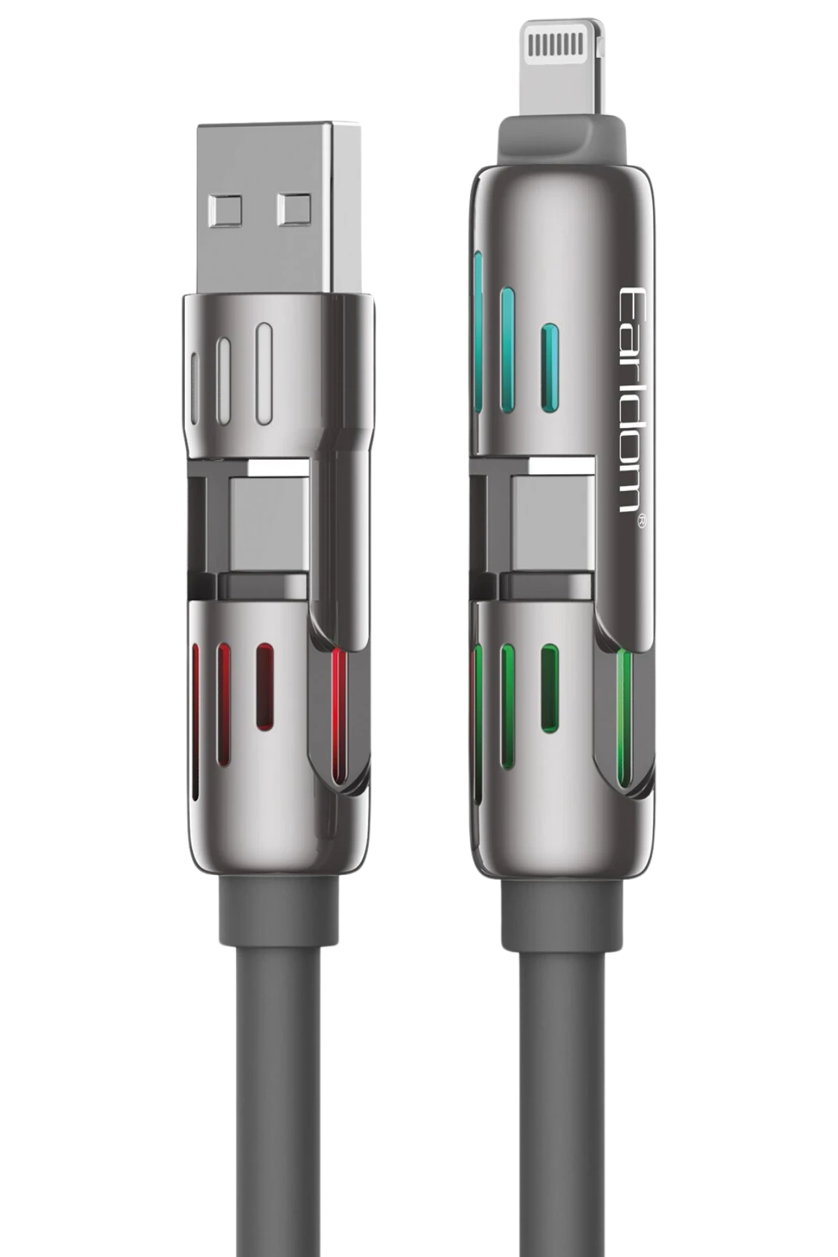 Earldom IC02 4in1 240W Type-C to Type-C Ekstra 2.4A USB to Lightning ve 30W Type-C to Lightninge Dönüşme Özellikli PD Hızlı Şarj Kablosu