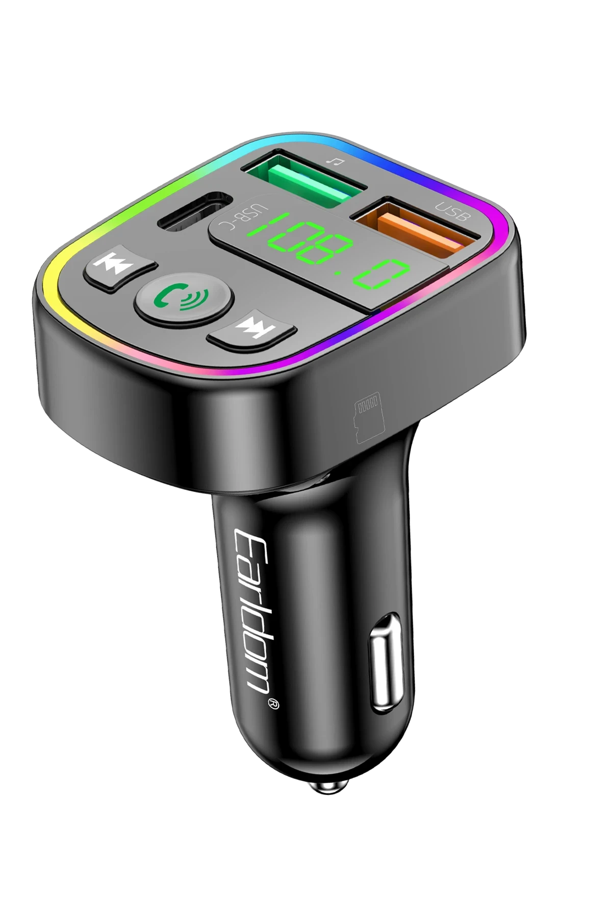 Earldom M103 Bluetooth USB ve Type C Çıkışlı Hızlı Şarj Dijital FM Transmitter