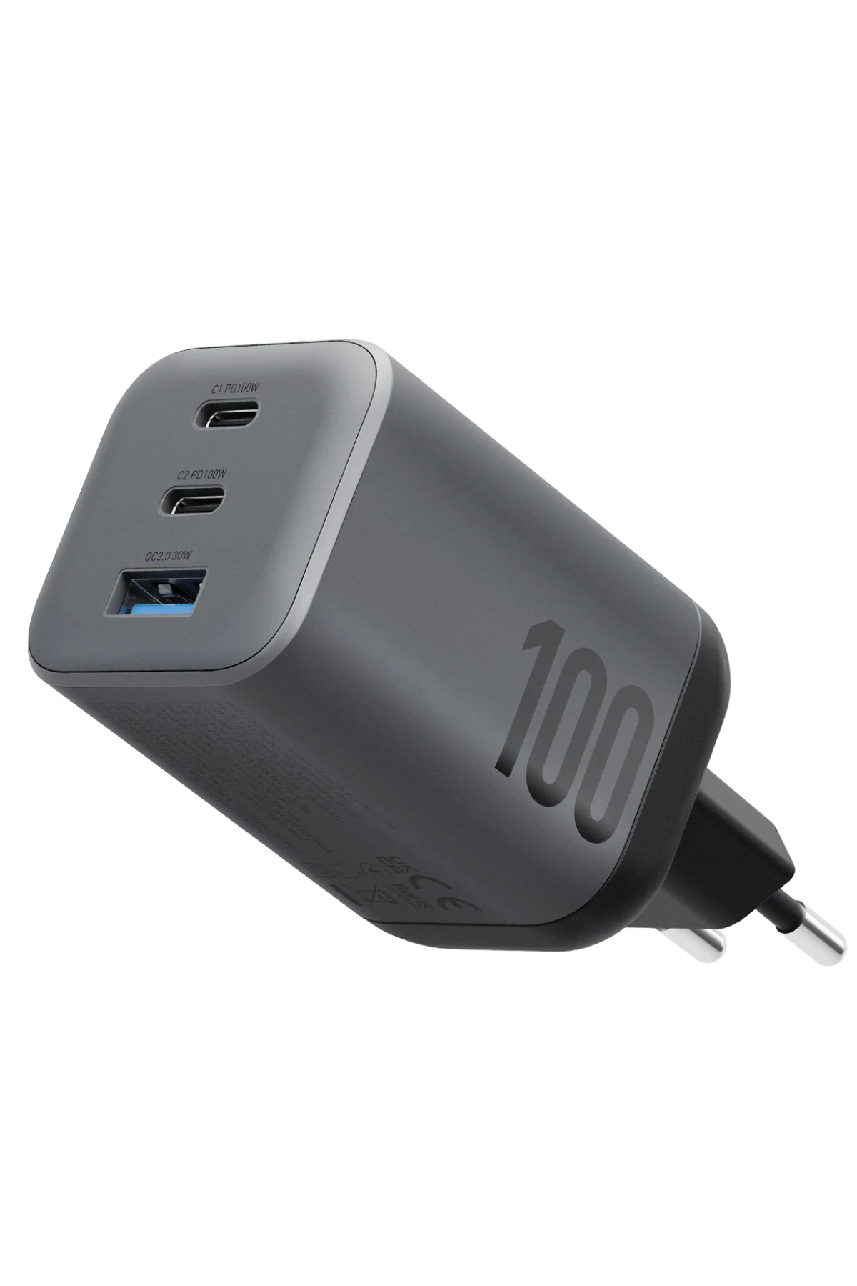 Energea AmpCharge Mini 100 2 Adet 100W Type-C ve 1 Adet 30W USB Çıkışlı PD PPS QC 3.0 GaN Hızlı Şarj Aleti