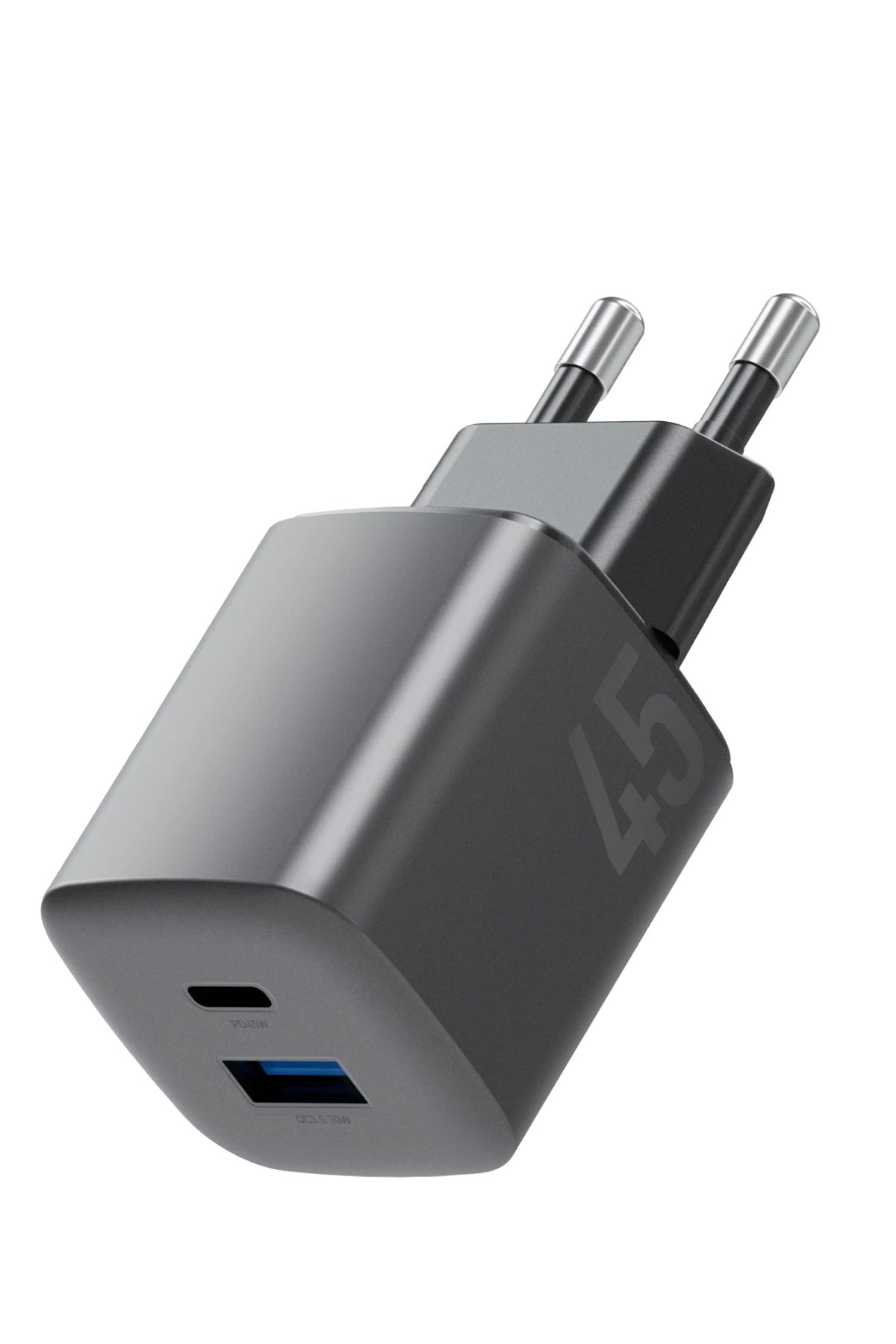 Energea AmpCharge Mini 45 1 Adet 45W Type-C ve 30W USB Çıkışlı PD PPS QC 3.0 GaN Hızlı Şarj Aleti