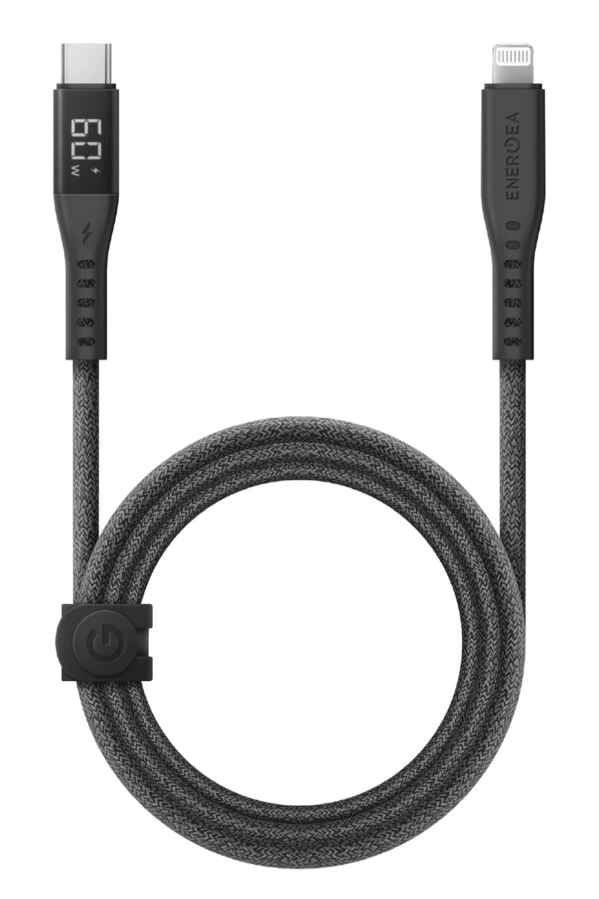 Energea Flow 1.5M 60W Dijital Göstergeli Type-C to Lightning PD Hızlı Şarj Kablo