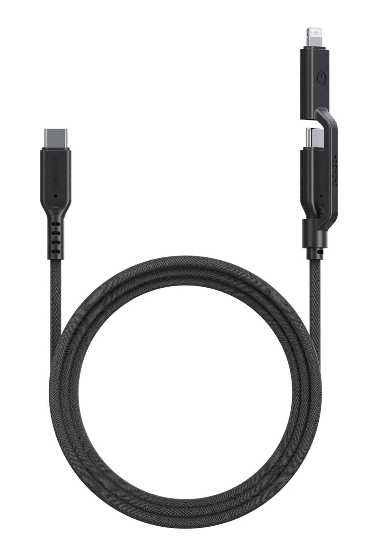 Energea Flow Duo 2in1 1.5M 240W Type-C to Type-C ve Lightning PD Hızlı Şarj Kablo