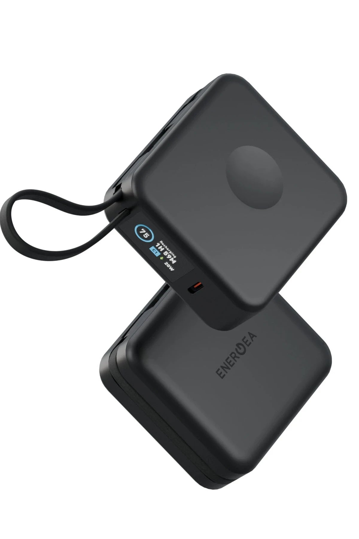 Energea MagPac Mini Plus Dijital Göstergeli 10.000 mAh 2 Adet 20W Type-C Kablolu 1 Adet 20W Type-C ve 15W Kablosuz Şarj Çıkışlı PD Hızlı Şarj Magsafe Powerbank