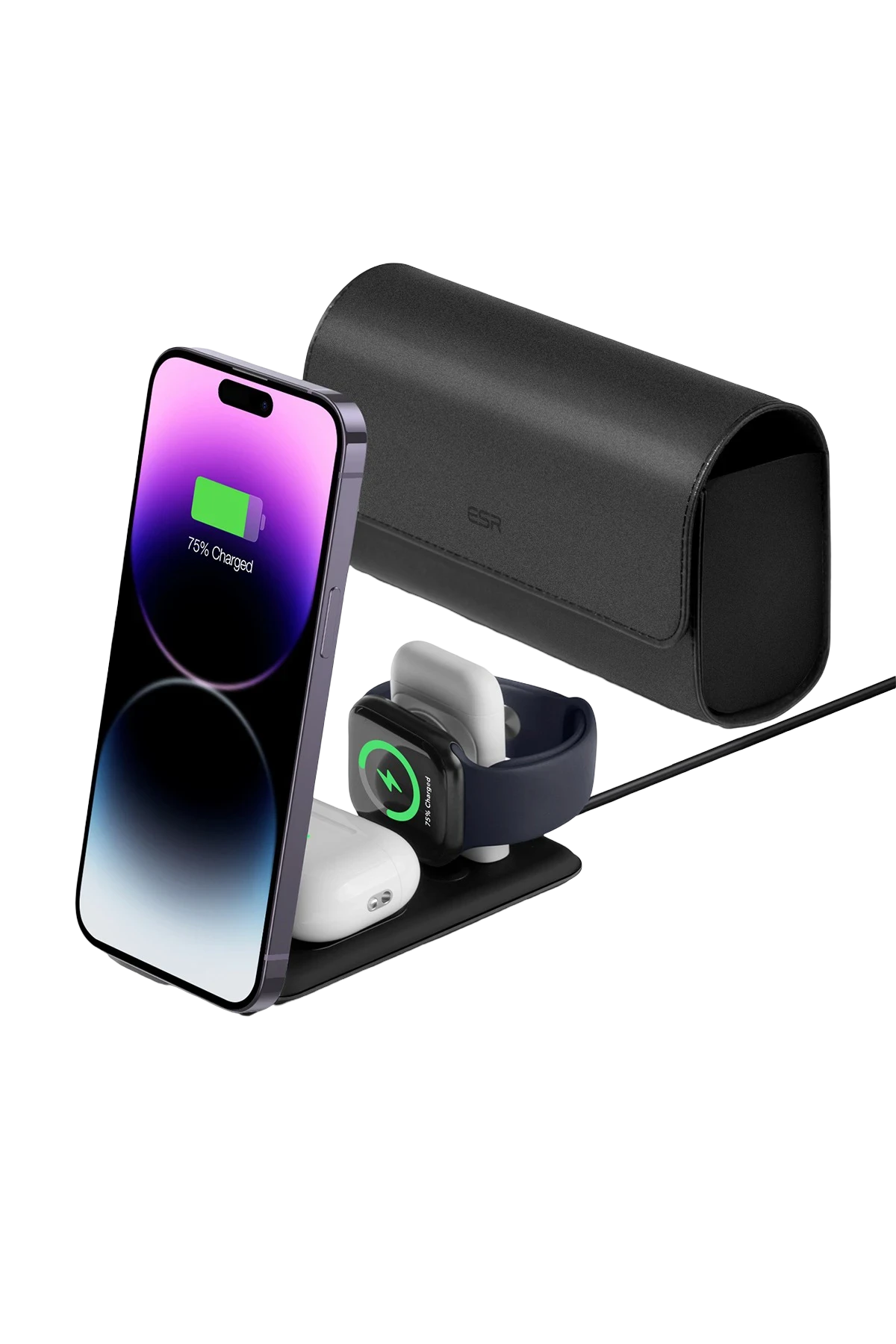 ESR HaloLock 3in1 20W PD Type-C Çıkışlı ve Saat ile Airpods İçin Kablosuz Şarj Destekli Şarj Seti