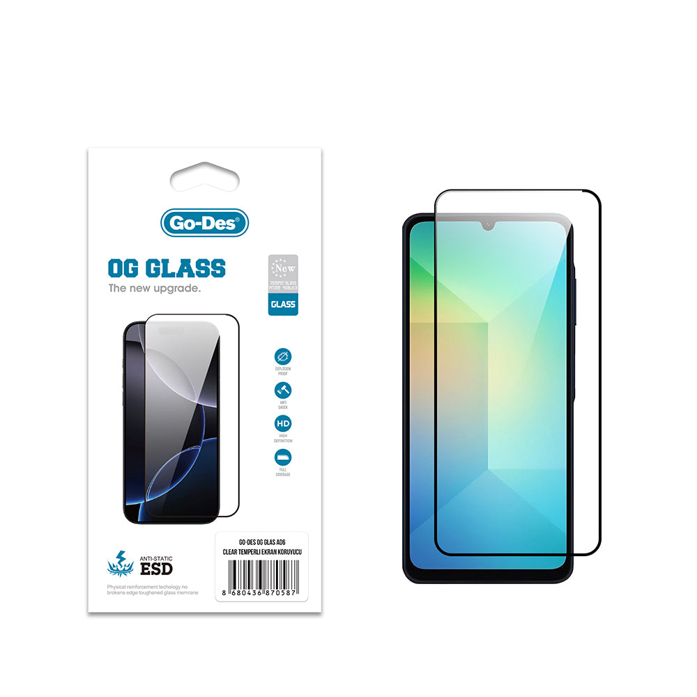 Go Des OG Glass Galaxy A06 Antistatik Temperli Cam Ekran Koruyucu