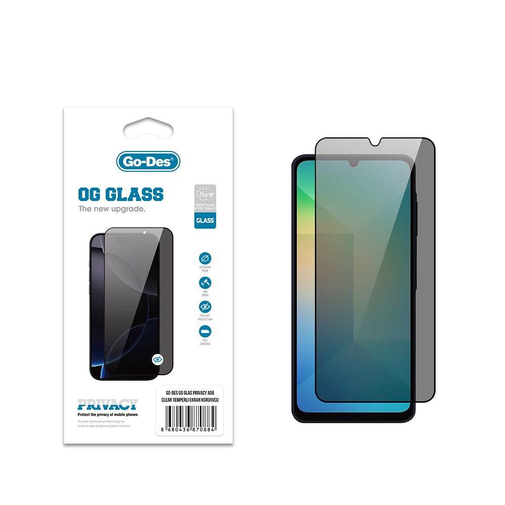 Go Des OG Glass Galaxy A06 Privacy Antistatik Temperli Cam Ekran Koruyucu
