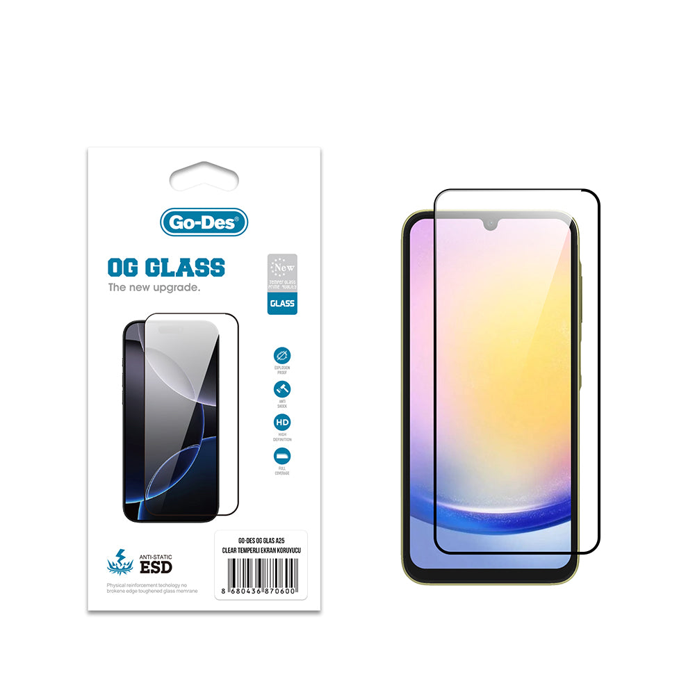 Go Des OG Glass Galaxy A25 Antistatik Temperli Cam Ekran Koruyucu