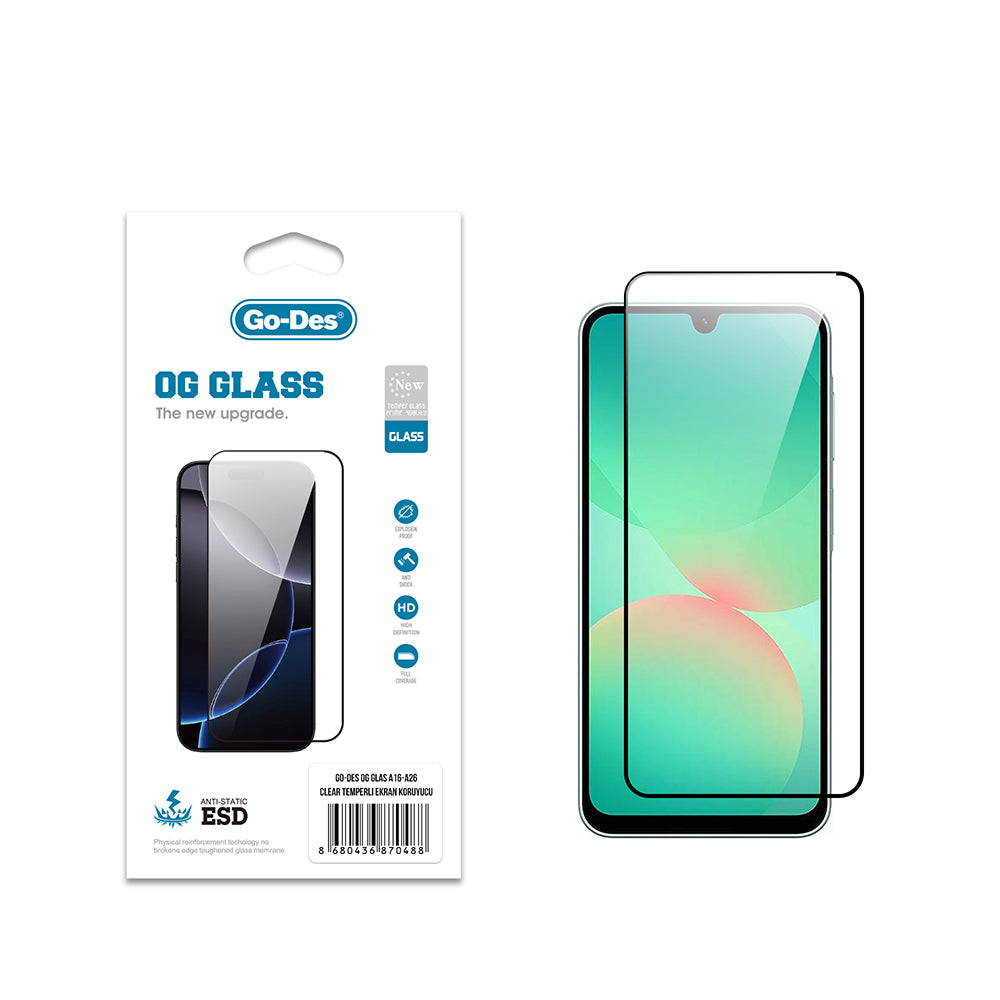 Go Des OG Glass Galaxy A26 Antistatik Temperli Cam Ekran Koruyucu