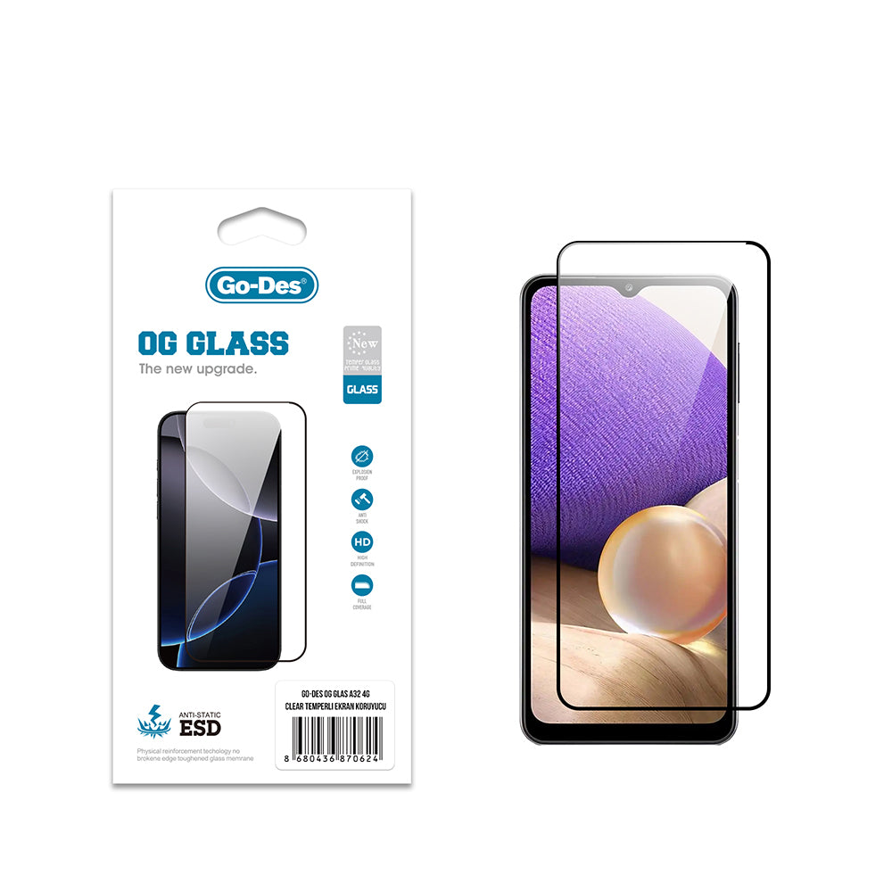 Go Des OG Glass Galaxy A32 4G Antistatik Temperli Cam Ekran Koruyucu