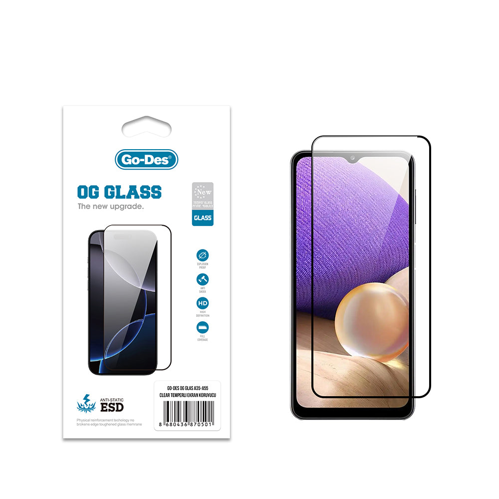 Go Des OG Glass Galaxy A55 Antistatik Temperli Cam Ekran Koruyucu