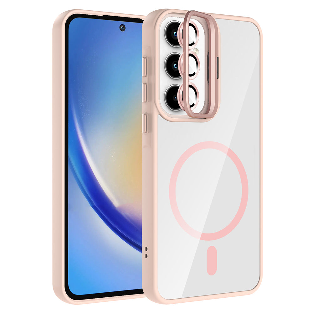 Cepax Galaxy A55 Standlı ve Kamera Lens Hediyeli M-Safe Şarj Özellikli Etro Kılıf