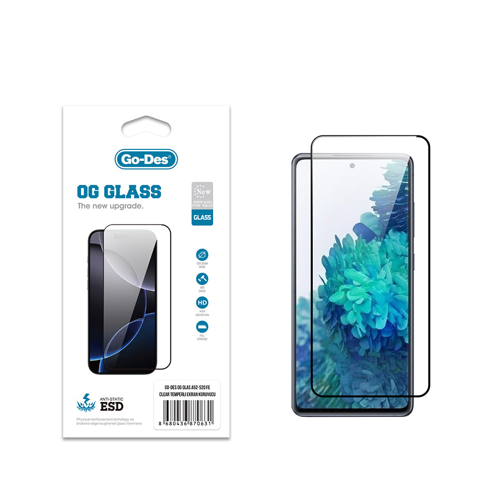 Go Des OG Glass Galaxy S20 FE / A52 Antistatik Temperli Cam Ekran Koruyucu