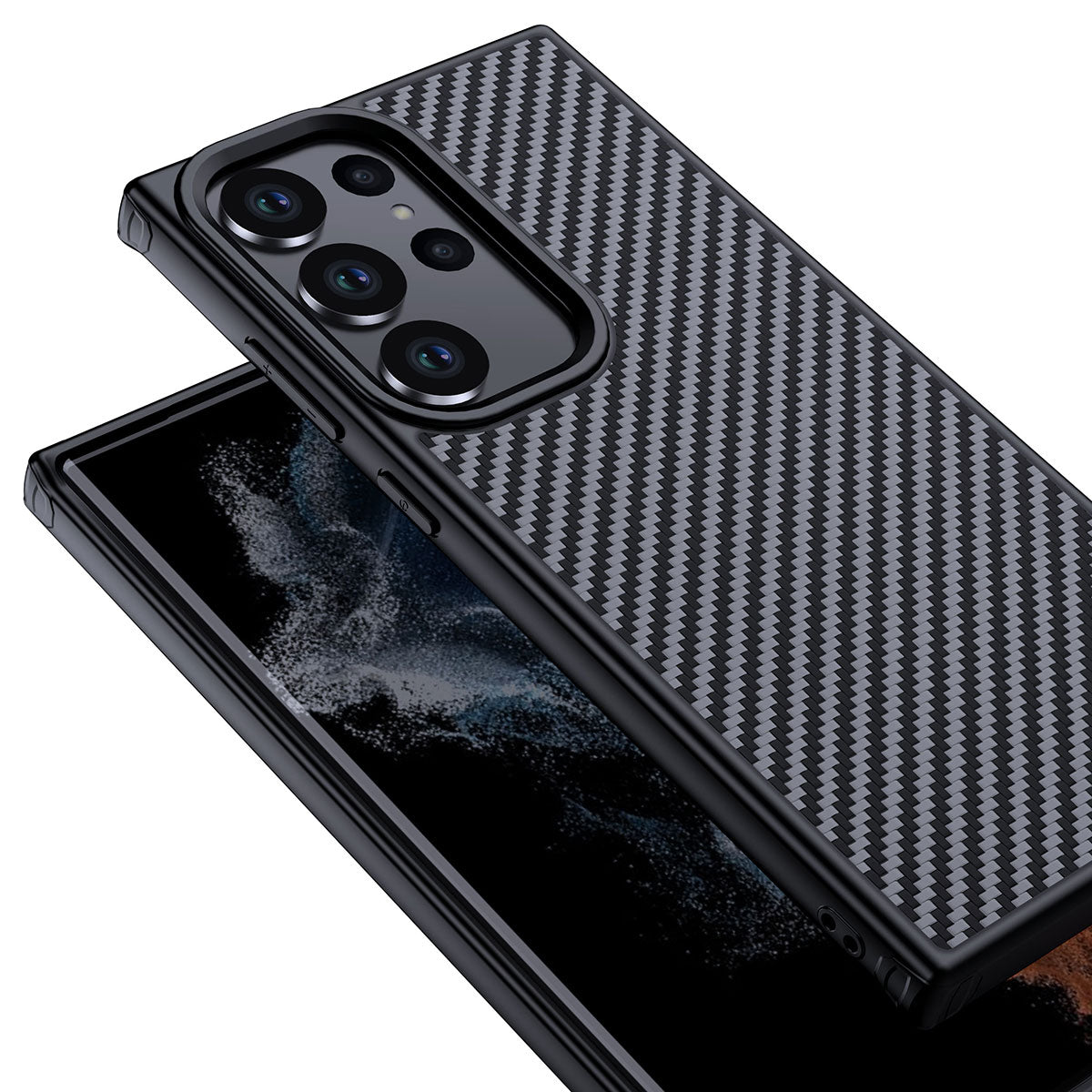 Wlons Radison Galaxy S23 Ultra Aramid Karbon Fiber M-safe Özellikli Telefon Kılıfı