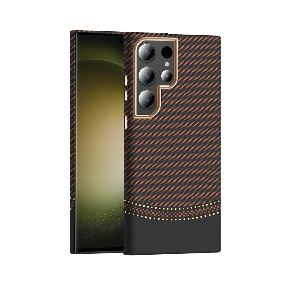 Cepax Galaxy S23 Ultra M-safe Şarj Özellikli Karbon Fiber Görünümlü Gros Kılıf