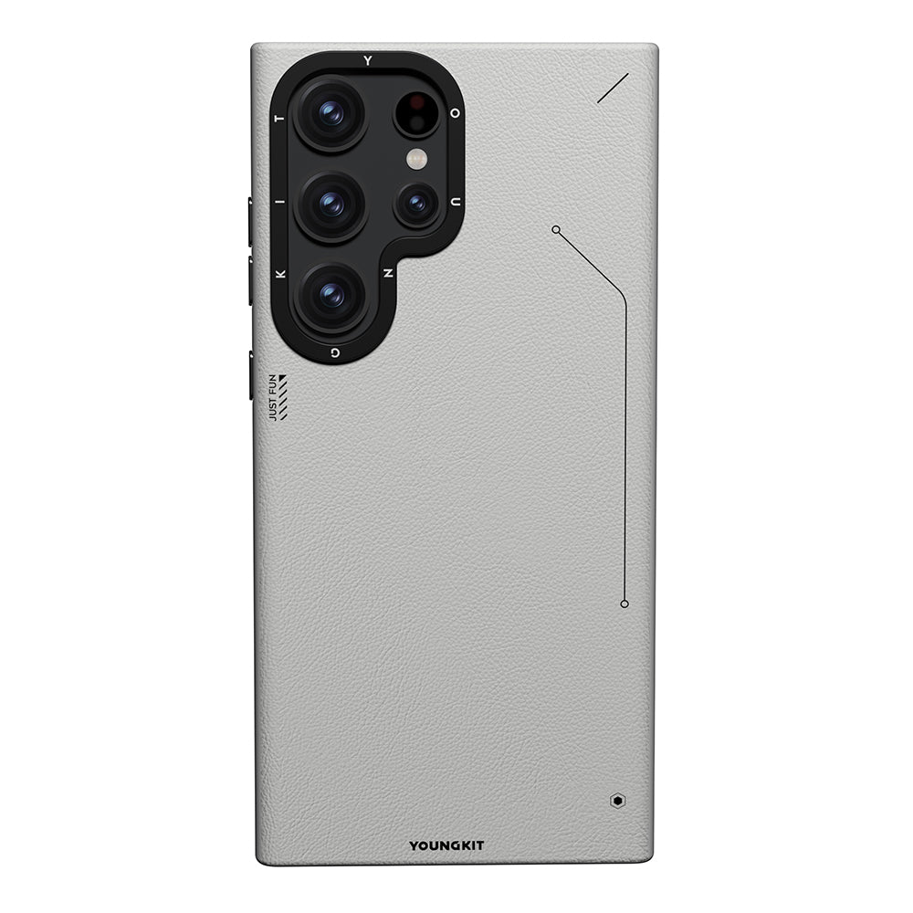 Youngkit Tech Fashion Serisi Galaxy S23 Ultra Basit Mat Deri Desenli M-safe Kılıf
