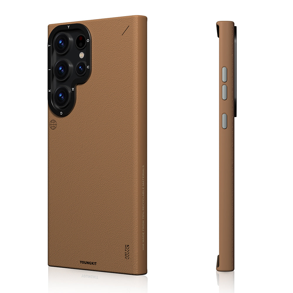 Youngkit Tech Fashion Serisi Galaxy S23 Ultra Basit Mat Deri Desenli M-safe Kılıf