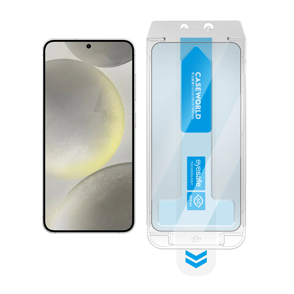 CaseWorld Applicator Serisi Galaxy S24 2.5D Eyesafe Mavi Işık Teknolojili 0.25mm Temperli Cam Ekran Koruyucu+ Uygulama Aparatı