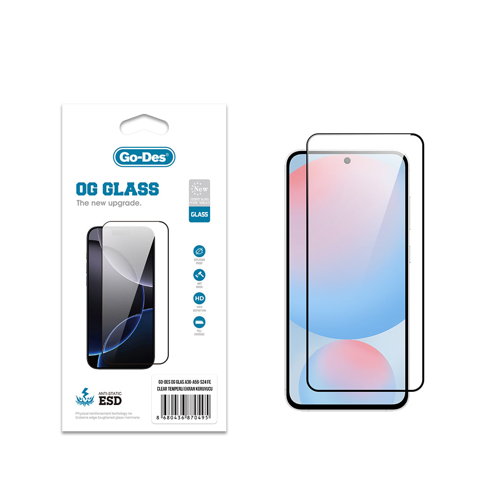 Go Des OG Glass Galaxy S24 FE Antistatik Temperli Cam Ekran Koruyucu