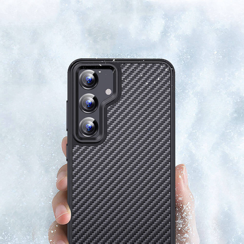 Wlons Radison Galaxy S24 Aramid Karbon Fiber M-safe Özellikli Telefon Kılıfı