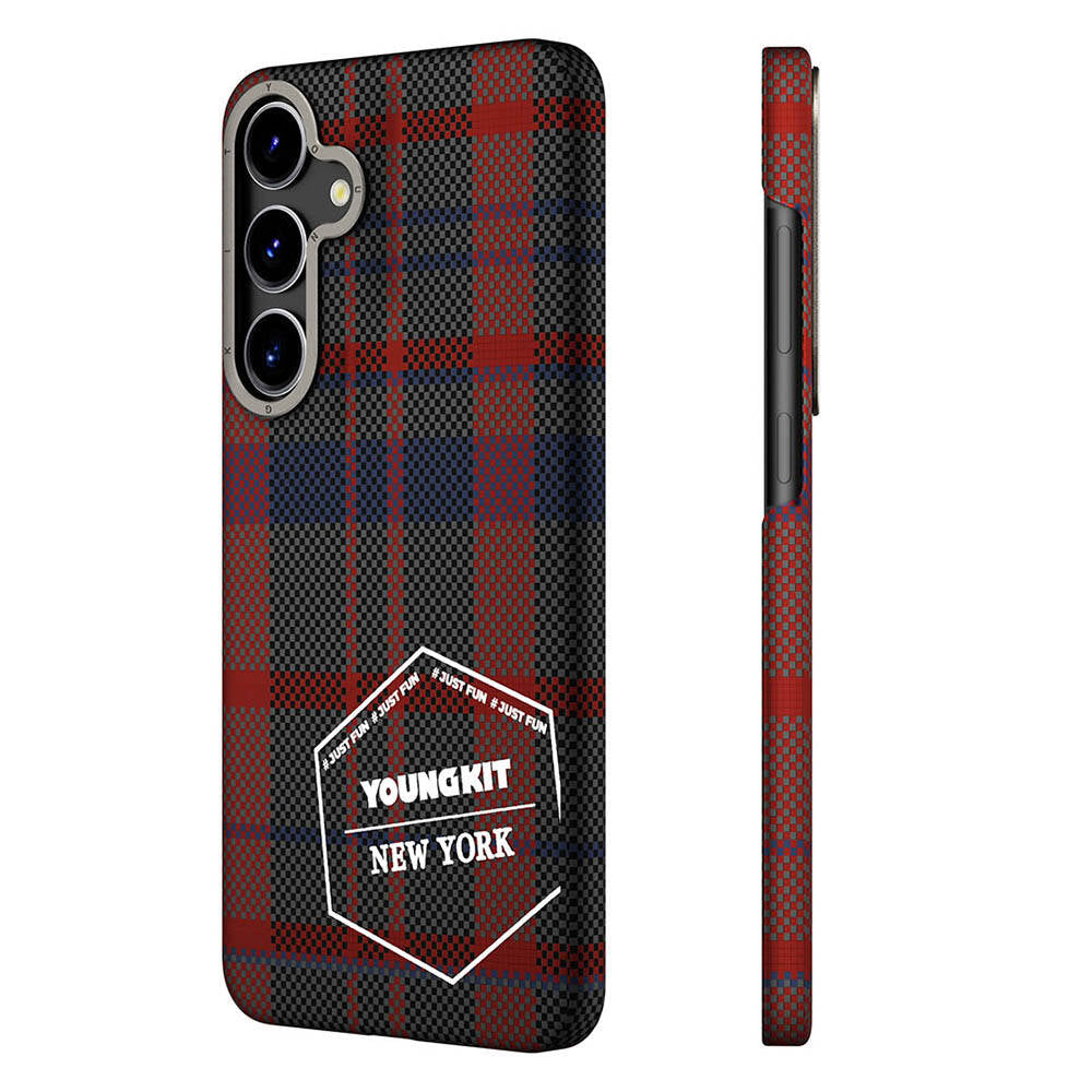Youngkit Gezhi Serisi Galaxy S24 Kılıf Ekose Desenli Telefon Kılıfı - 1