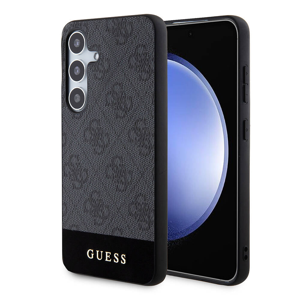 Guess Galaxy S24 Orjinal Lisanslı PU Deri Şerit Logo Dizaynlı Kılıf