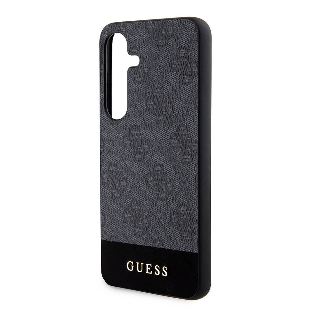 Guess Galaxy S24 Orjinal Lisanslı PU Deri Şerit Logo Dizaynlı Kılıf