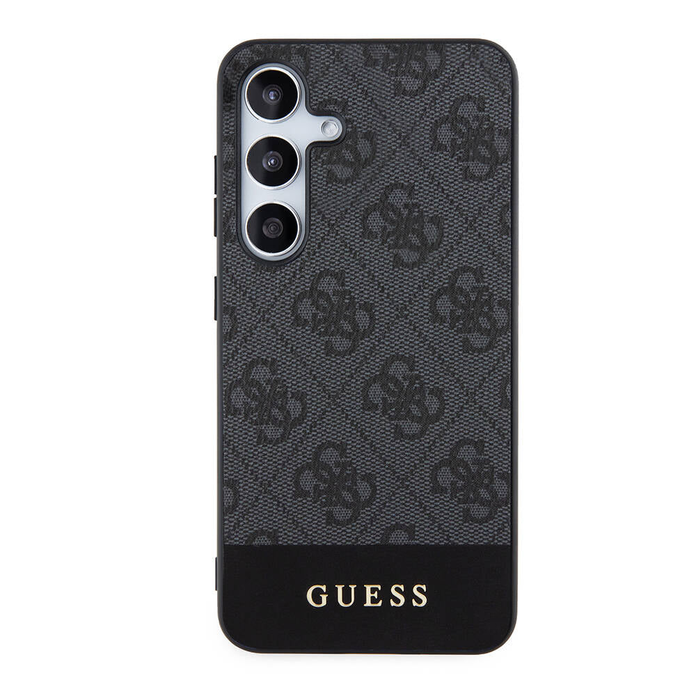 Guess Galaxy S24 Orjinal Lisanslı PU Deri Şerit Logo Dizaynlı Kılıf