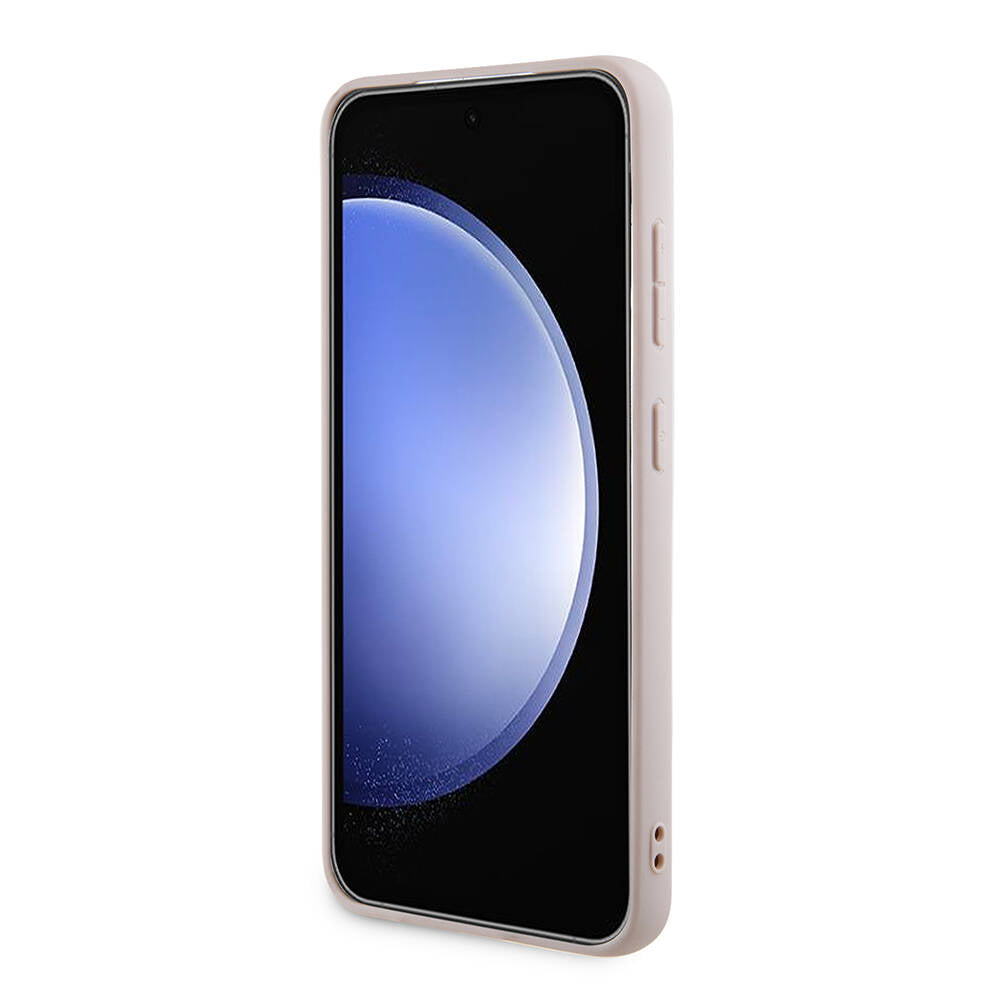 Guess Galaxy S24 Orjinal Lisanslı PU Deri Yazı ve 4G Metal Logolu Desenli Kılıf