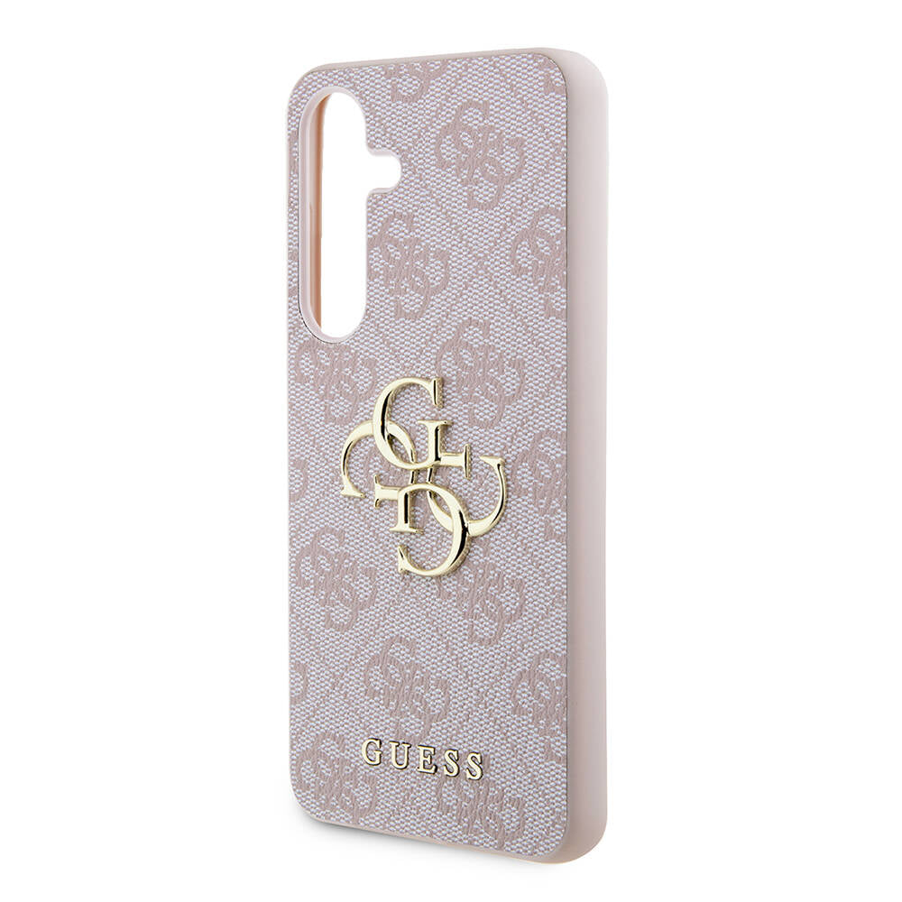 Guess Galaxy S24 Orjinal Lisanslı PU Deri Yazı ve 4G Metal Logolu Desenli Kılıf