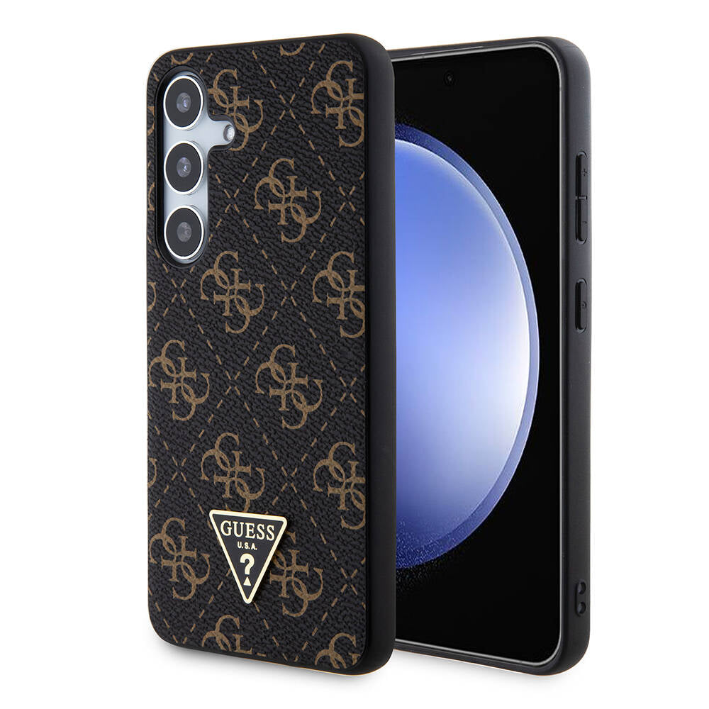 Guess Galaxy S24 Orjinal Lisanslı PU Üçgen Logo 4G Desenli Kılıf